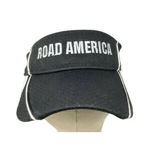 Road America Augusta Sportswear Visor Black & White Size Adult Hook & Loop